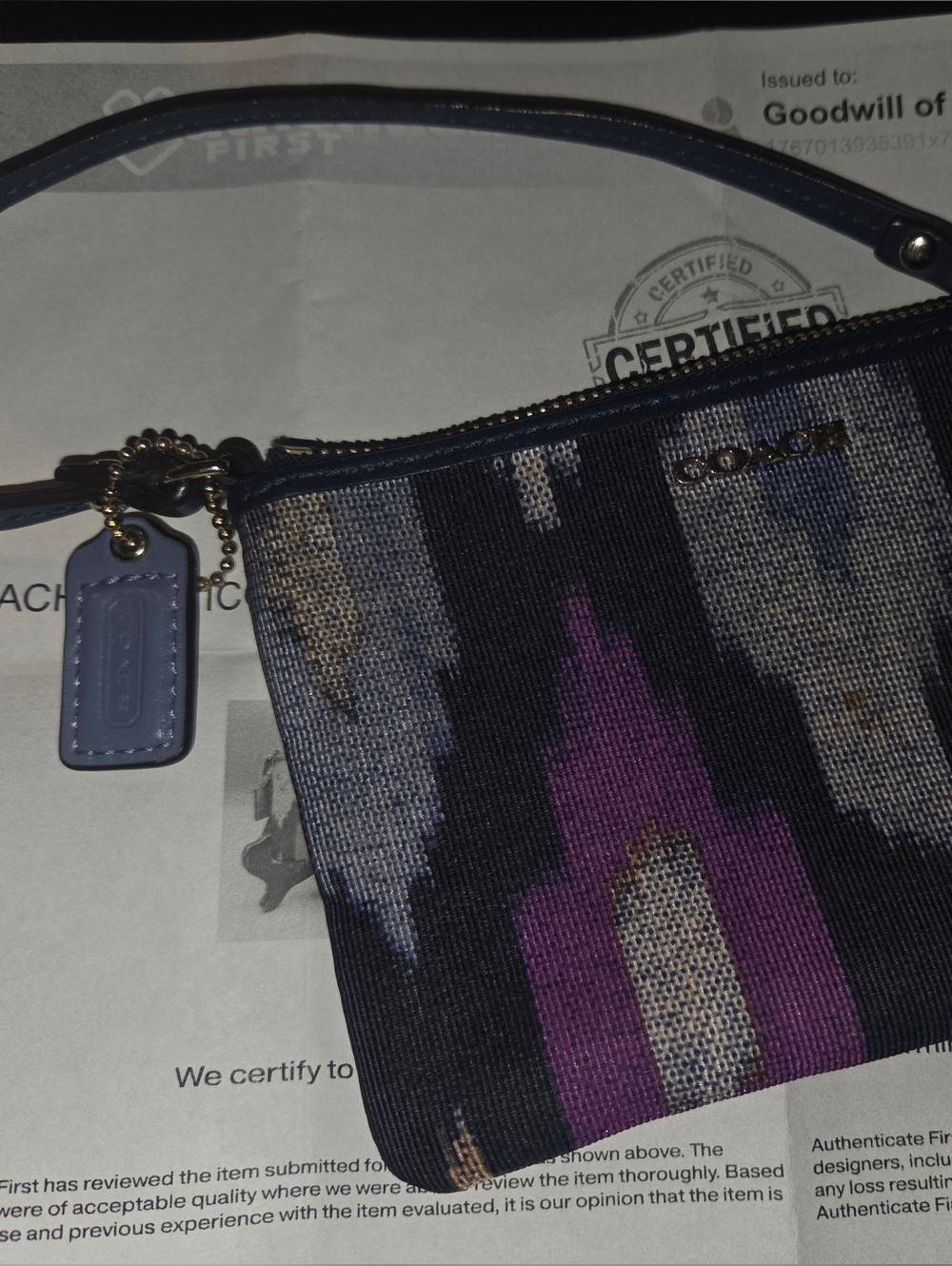 Coach Multicolor Wristlet Pouch - Ikat Print Certified Paperwork